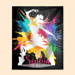 Personalisierte bunte Splash Ink Hip Hop Junge Mädchen weiche Decke mit Namen Tanzen Party Home Decor Geburtstagsgeschenk für Hip Hop Liebhaber