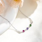 Personalizada Dainty Guardian Angel Wings Birthstone Collar Colgante Memorial Joyería Cumpleaños Simpatía Regalo de la familia para las mujeres