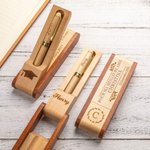 Set Stylo à Bille et Étui en Bois Naturel Personnalisé avec Texte et Nom Gravés 6 Styles à Choix Cadeau Anniversaire Fin d'Études pour Ami Professeur