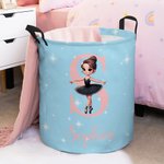 Cesto portabiancheria personalizzato con nome e maniglia per il lago dei cigni, regalo di compleanno per gli amanti del balletto.