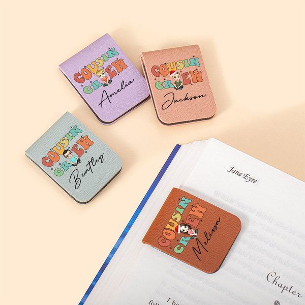 Personalised Colourful Letter Cousin Crew Cartoon Magnetic Bookmark Clip with Name Reading Stationery Supplies Birthday Gift for Bookworms Book Lovers