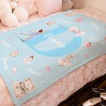 Personalized Pink Ballet Girl Nutcracker Fairy Soft Throw Blanket with Initial and Name Multicolor Home Decor Birthday Christmas Gift for Kids