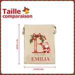 Sac à Bonbons Personnalisé avec Nom et Initiale Cadeau de Noël pour Enfants et Famille