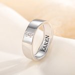 Personalised Wavy Tiny Cz Brass Ring with Engraved Name Wedding Anniversary Birthday Gift for Women