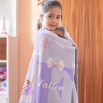 Personalized Pink Ballet Girl Nutcracker Fairy Soft Throw Blanket with Initial and Name Multicolor Home Decor Birthday Christmas Gift for Kids