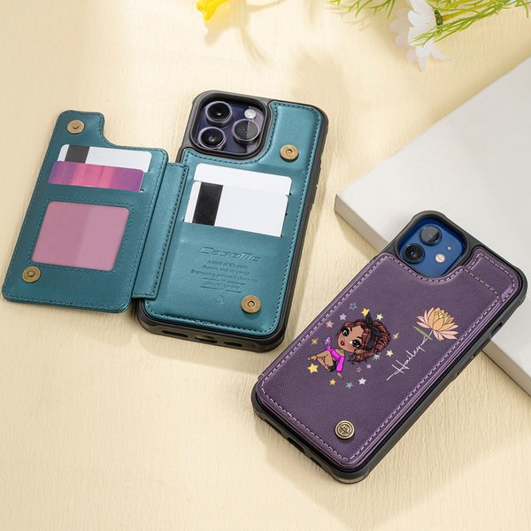 Etui de téléphone à rabat pour iPhone avec porte-carte RFID Blocking Cadeau d'anniversaire pour fille