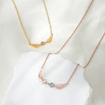 Personalizada Dainty Guardian Angel Wings Birthstone Collar Colgante Memorial Joyería Cumpleaños Simpatía Regalo de la familia para las mujeres