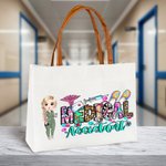 Personalised Cartoon Character Nurse Doctor Assistant Canvas Tote Bag Appreciation Birthday Gift for Medical Staff