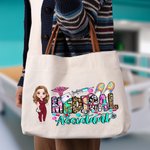 Personalised Cartoon Character Nurse Doctor Assistant Canvas Tote Bag Appreciation Birthday Gift for Medical Staff