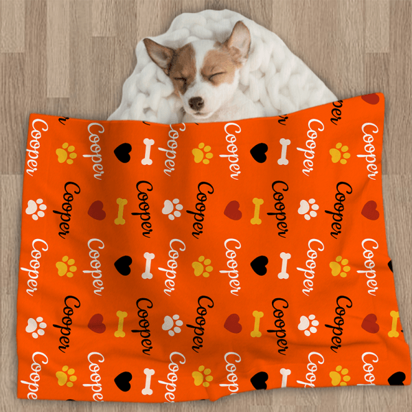 Personlig söt tassben husdjursfilt med namn födelsedagspresent för katt hundälskare