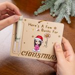 Personalised Snowflake Santa Claus Cartoon Character Money Card Holder with Name and Birth Flower Christmas Gift for Family Friend