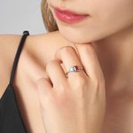 Personalised Dainty Square Teardrop Double Birthstone Ring Minimalist Jewellery Birthday Wedding Anniversary Gift for Couple Family