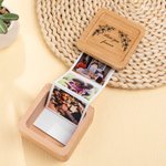 Boîte à photos en bois personnalisée avec texte floral et 2-14 photos en accordéon Cadeau d'anniversaire pour la famille et les amis