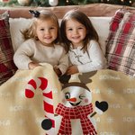 Personalizado lindo sombrero de bastón de caramelo muñeco de nieve suave manta con nombre Festival Decoración del hogar Navidad Cumpleaños Regalo para