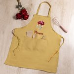 Tablier de Cuisine Personnalisé avec Fleur de Naissance et Nom Cadeau de Crémaillère pour Cuisiner Pâtisser Jardiner Femmes et Chefs