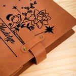 Henkilökohtainen syntymä kukka horoskooppimerkillä A5 PU nahkainen muistikirjan säilytys kansi nimellä syntymäpäivälahja taiteilijoille toimistotyöntekijöille