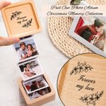 Boîte à photos en bois personnalisée avec texte floral et 2-14 photos en accordéon Cadeau d'anniversaire pour la famille et les amis