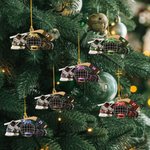 Personalised Flat Hockey Skates Helmet Stick Ornament with Name Tree Decor Christmas Gift For Hockey Lover