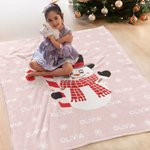 Personalizado lindo sombrero de bastón de caramelo muñeco de nieve suave manta con nombre Festival Decoración del hogar Navidad Cumpleaños Regalo para