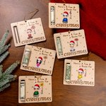 Personalised Snowflake Santa Claus Cartoon Character Money Card Holder with Name and Birth Flower Christmas Gift for Family Friend