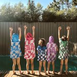 Personalised Multicolor Checkerboard Soft Quick Dry Hooded Beach Towel with Name Summer Vacation Travel Essentials Gift for Kids Family