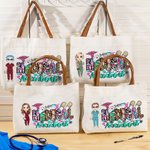 Personalised Cartoon Character Nurse Doctor Assistant Canvas Tote Bag Appreciation Birthday Gift for Medical Staff