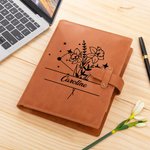 Henkilökohtainen syntymä kukka horoskooppimerkillä A5 PU nahkainen muistikirjan säilytys kansi nimellä syntymäpäivälahja taiteilijoille toimistotyöntekijöille