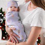 Personalized Classic Fairy Tale Characters Name Soft Swaddle Blanket and Hat Set Baby Shower Baptism Gift for Newborn