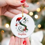 Personalizada de Navidad Santa Hat Bell Inicial Ornamento de cerámica redonda con el nombre del año del árbol de Navidad Decoración Fiesta de Regalo para la Familia Amigos