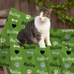 Personlig söt tassben husdjursfilt med namn födelsedagspresent för katt hundälskare