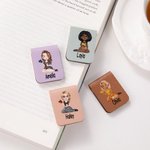 Personalisierte Cartoon Mädchen magnetische Leder Lesezeichen Clip mit Namen Lesen Schreibwaren liefert Geburtstagsgeschenk für Buchliebhaber Bücherwurm