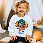 Personalised Turkey Wearing Sunglasses Baby Bodysuit Kid T-shirt Sweatshirt with Name Thanksgiving Gift for Boys Girls Baby