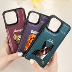 Personalisierte niedliche Ölmalerei Haustier Foto Leder Flip Wallet Handyhülle mit RFID-Blockierung Kartenhalter Geburtstagsgeschenk für Katze Hundeliebhaber