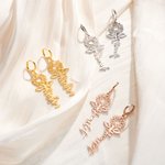 Personalised Dainty Hollow Sunflower Dangle Earrings with Name Minimalist Jewellery Birthday Anniversary Gift for Women Girls