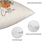 Personalized Birth Flower Wreath Cartoon Character Throw Pillow Cover with Name Home decor Birthday Family Gift for Mom Grandma