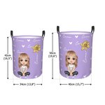 Personalisierter Cartoon Figur Wäsche Spielzeug Aufbewahrungskorb mit Henkel Geburtsblume und Namen Geburtstag Weihnachten Geschenk für Mädchen Jungen