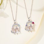 Personligt tvåfärgat mor-dotter zirkonhjärthalsband med graverade namn och födelsestenar Mors dag födelsedagspresent för kvinnor flickor