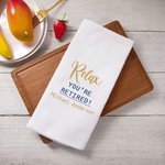 Toalla de Té Personalizada Relax You're Retired 100% Algodón con Nombre Decoración de Cocina Regalo de Jubilación para la Familia
