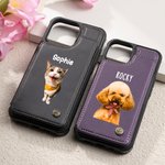 Personalisierte niedliche Ölmalerei Haustier Foto Leder Flip Wallet Handyhülle mit RFID-Blockierung Kartenhalter Geburtstagsgeschenk für Katze Hundeliebhaber