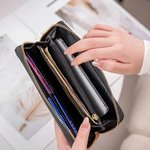 Personalisierte Hund Katze Porträt PU-Leder Mehrfächrige Geldbörse mit Namen Metall-Reißverschluss Erinnerung Geburtstag Geschenk für Tierliebhaber