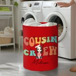Personalized Cousin Crew Cartoon Character Large Toy Laundry Basket with Handle Nursery Decor Housewarming Gift for Boys Girls