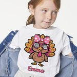 Personalised Turkey Wearing Sunglasses Baby Bodysuit Kid T-shirt Sweatshirt with Name Thanksgiving Gift for Boys Girls Baby