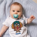 Personalised Turkey Wearing Sunglasses Baby Bodysuit Kid T-shirt Sweatshirt with Name Thanksgiving Gift for Boys Girls Baby