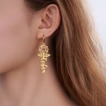 Personalised Dainty Hollow Sunflower Dangle Earrings with Name Minimalist Jewellery Birthday Anniversary Gift for Women Girls