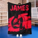 Personalized Multicolor Boxing Gloves Soft Throw Blanket with Name Home Decor Birthday Gift for Boxing Enthusiast