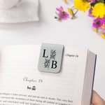 Henkilökohtainen Floral Monogram Initial Name Magnetic Leather Bookmark Clip Reading Stationery Supplies Syntymäpäivälahja kirjan ystäville