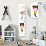 Personalized Cartoon Character Birth Flower Balloon Hanging Growth Chart with Name Bedroom Decor Birthday Gift for Kids