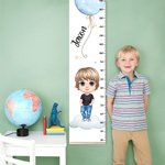 Personalized Cartoon Character Birth Flower Balloon Hanging Growth Chart with Name Bedroom Decor Birthday Gift for Kids