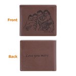Personalized Men's Foldable Leather Wallet with Engraved Text Photo Father's Day Anniversary Birthday Gift for Him