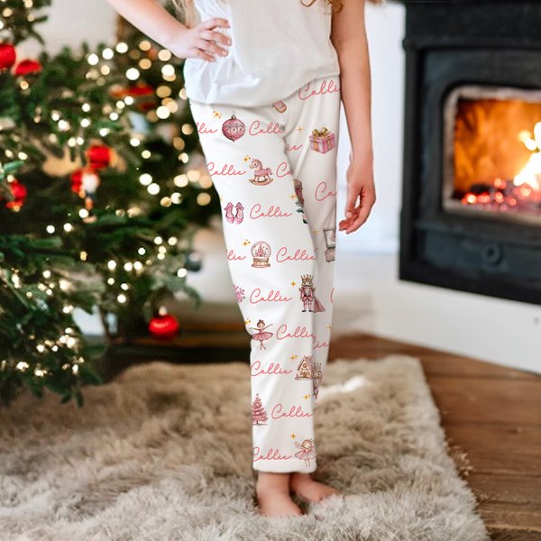 Pantalon de pyjama élastique pour enfant avec nom Multicolore Casse-Noisette Fée Ballet Fille Cadeau d'anniversaire Noël pour la famille Enfants